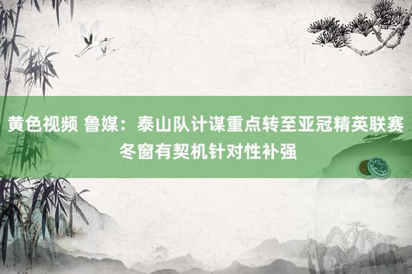 黄色视频 鲁媒：泰山队计谋重点转至亚冠精英联赛 冬窗有契机针对性补强